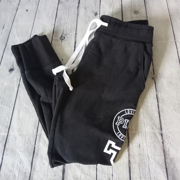 PINK Victoria's Secret Pants - EUC PINK Victoria's Secret black sweatpants- XS